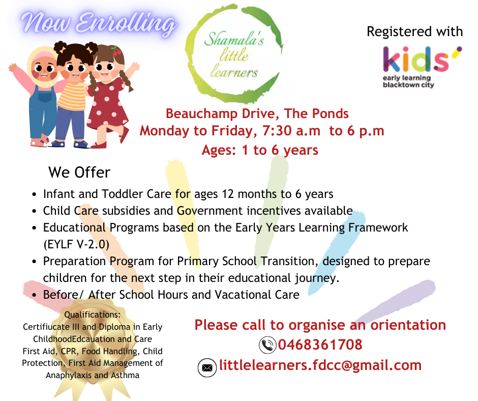 Shamalas Little Learners registered with Kids Early Learning Blacktown
