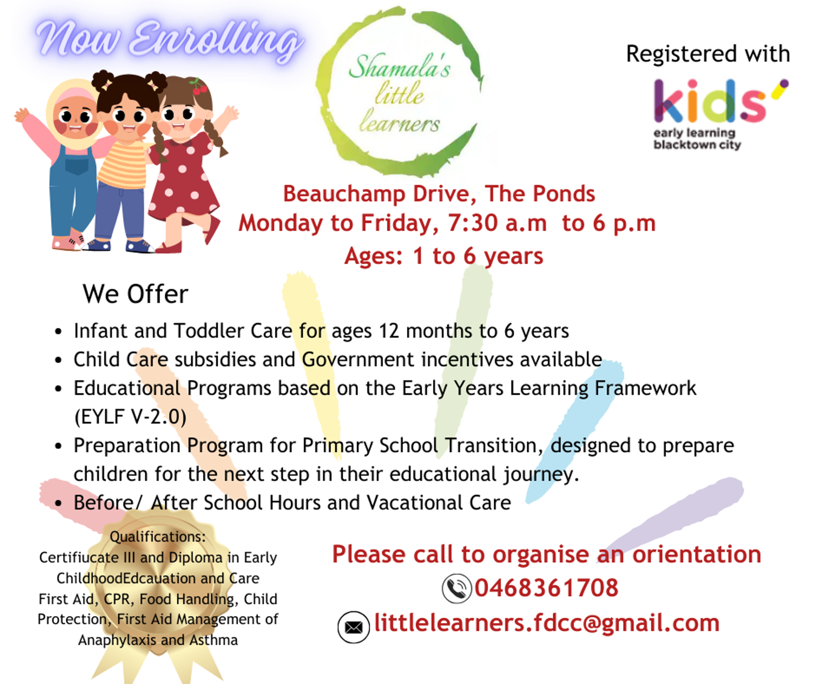 Shamalas Little Learners registered with Kids Early Learning Blacktown