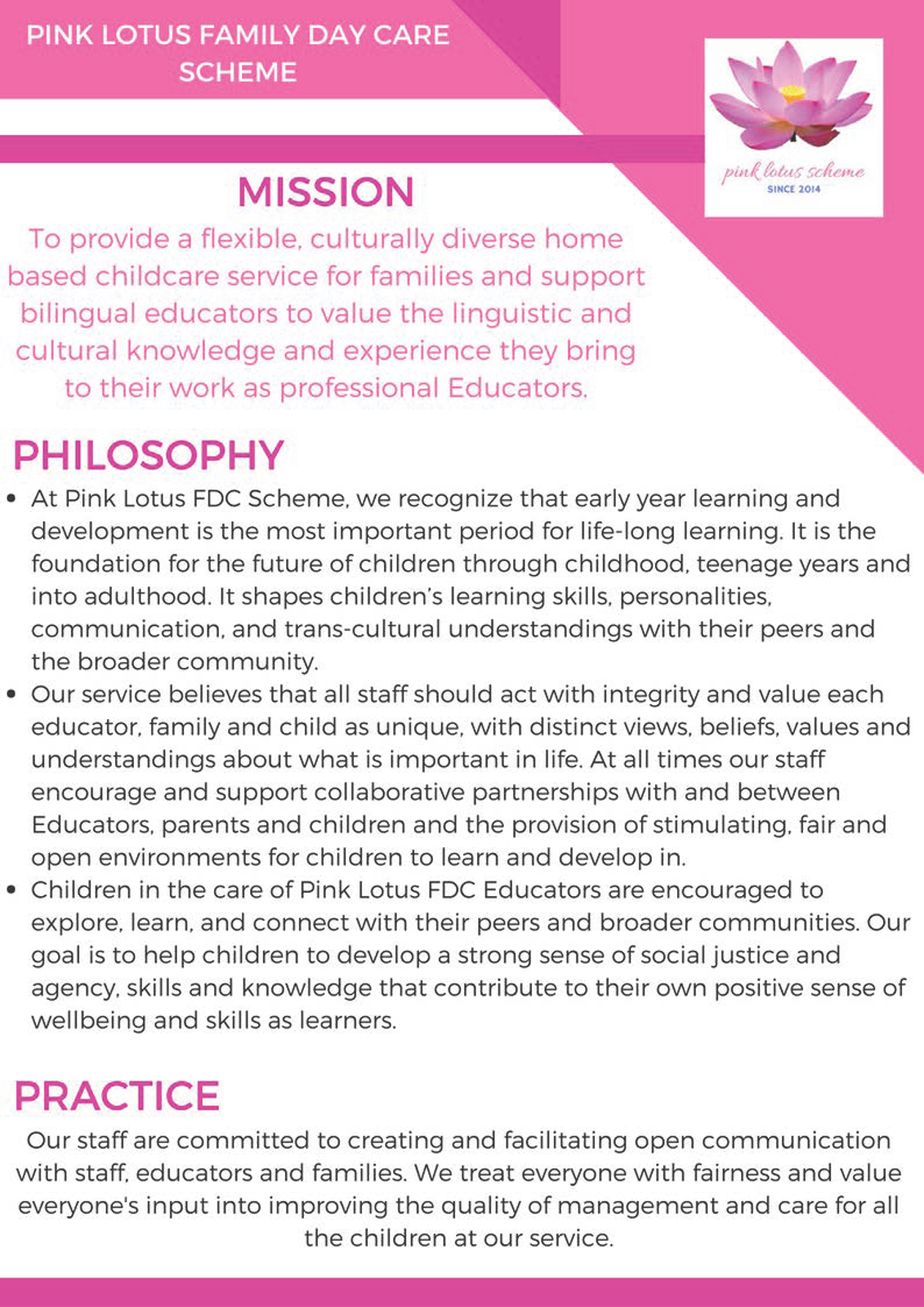 Pink Lotus Family Day Care Scheme